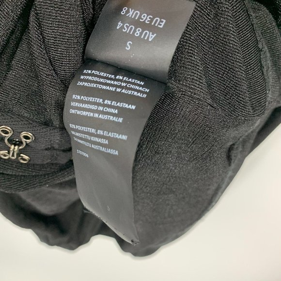 Bardot Dress Demi Black V Neck Ruched Long Sleeve Mini Bodycon - Picture 9 of 12